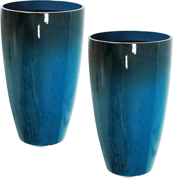 2 Packs 21 inch Tall Planter, Indoor Outdoor Round Planter by Goldshire