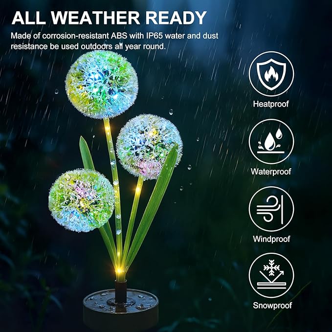 Upgraded Solar Garden Lights, 4 Pack Outdoor Solar Lights, Bigger Round Panel - Image 5