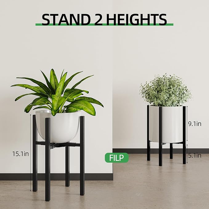 Adjustable Metal Plant Stand Indoor, Mid Century Modern Outdoor Planter Holder - Image 6