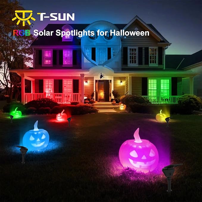 T-SUN Solar Spotlights Outdoor, Color Changing Landscape Lights, Halloween - Image 2