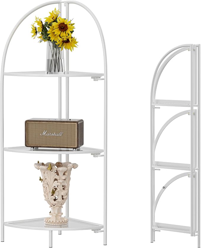 Crofy Foldable 3 Tier Corner Shelf, Metal Corner Plant Stand by CrofyLLC