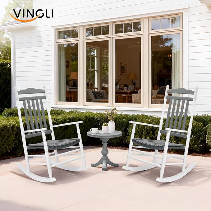 VINGLI Wooden Rocking Chair, Outdoor Chair - Image 2