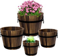 Adnee 4 Pack Wooden Whiskey Barrel Planters by Adnee