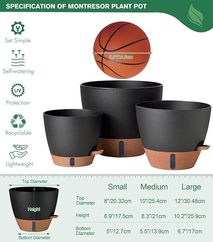 12/10/8 Inch Self Watering Pots - Image 4
