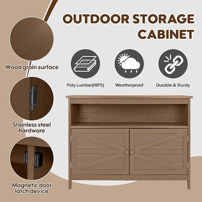 HIPS All-Weather Outdoor Storage Cabinet, Outdoor Sideboard - Image 4