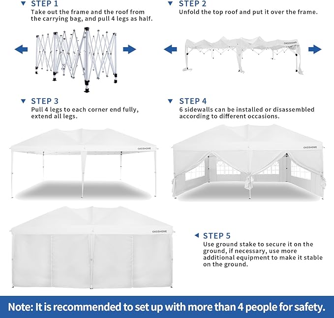 OASISHOME Pop-up Gazebo Canopy Tent 10'x20' - Image 5