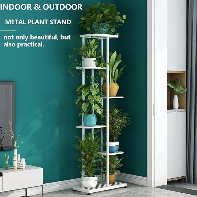 LINZINAR Plant Stand Metal 6 Tier 7 Potted Multiple Flower Pot Holder Shelf - Image 2