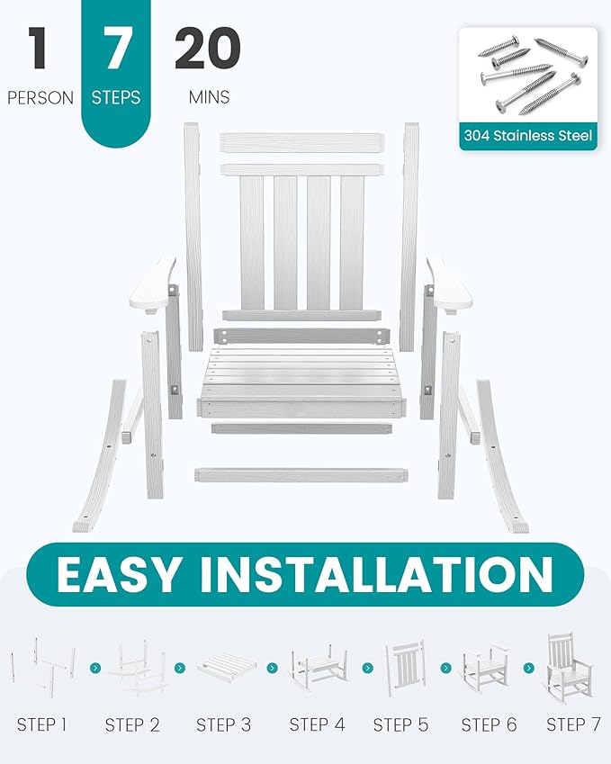 SERWALL Oversized Rocking Chair, Outdoor Rocking Chair - Image 7