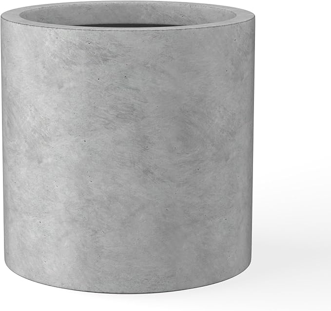 Kante 12.6" Dia Round Concrete Planter, Modern Style Large Cylindrical Plant Pot by Kante
