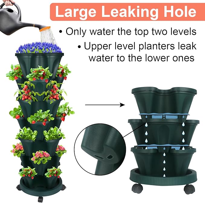 DUNCHATY Stackable Planter, Vertical Garden Planter - Image 4