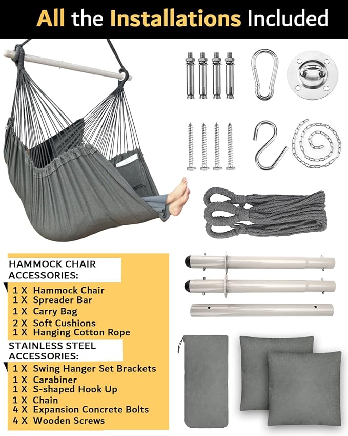 XXL Hammock Chair Hanging Rope Swing - Image 7