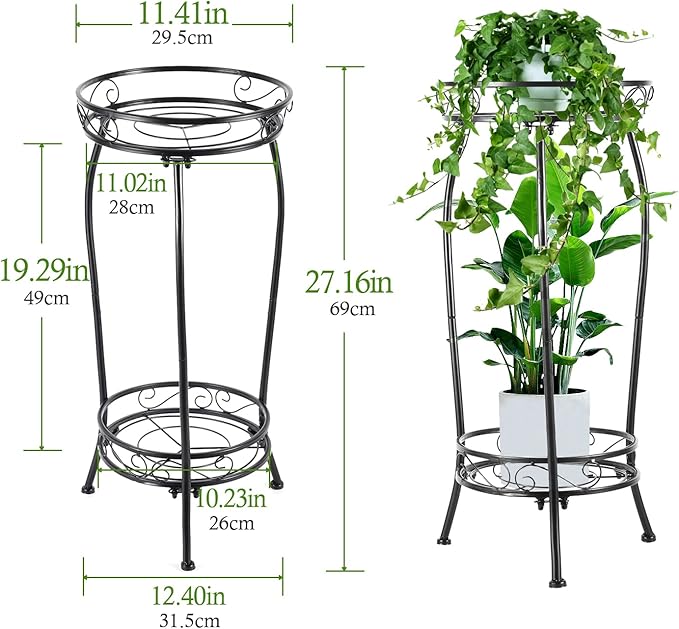 2-Pack Plant Stand Indoor Outdoor, Tall Black Metal Rustproof Stable Plant - Image 2
