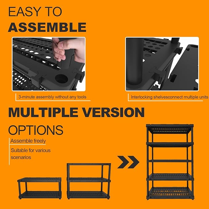 Plastic Storage Shelves, Plastic Heavy Duty Shelves 16.93" D x 35.43" W x - Image 5
