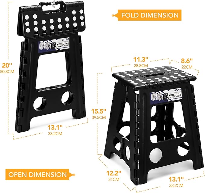 Delxo 16 Inch Folding Step Stool, Foldable Stool - Image 7
