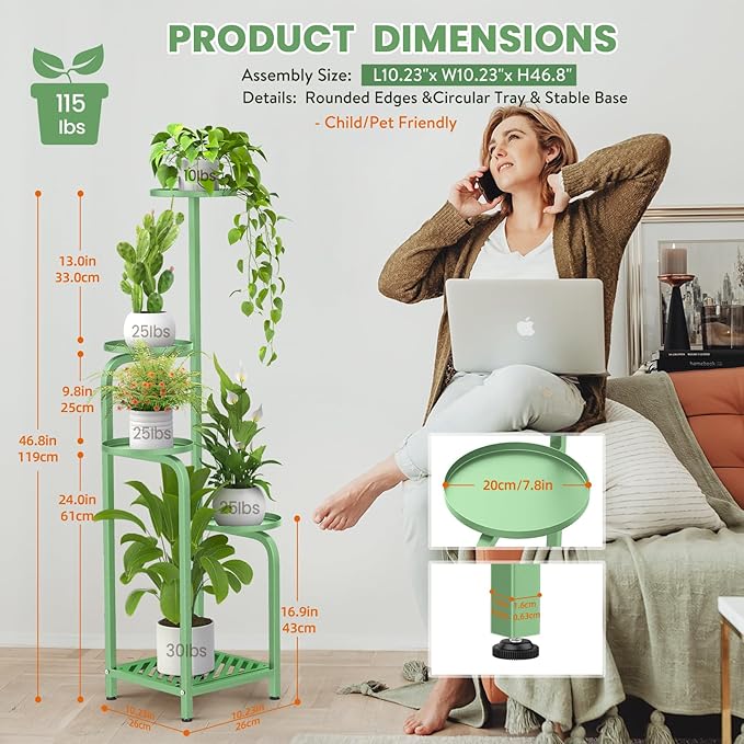 TOSKING 5 Tier Tall Plant Stand Indoor Outdoor, Heavy Duty Corner Shelf - Image 3