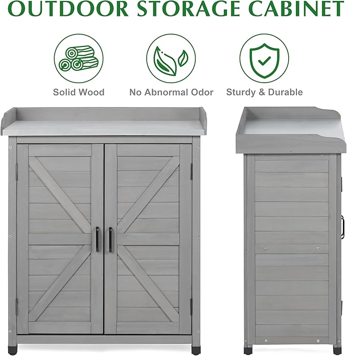 Outdoor Storage Cabinet & Potting Bench Table - Image 4