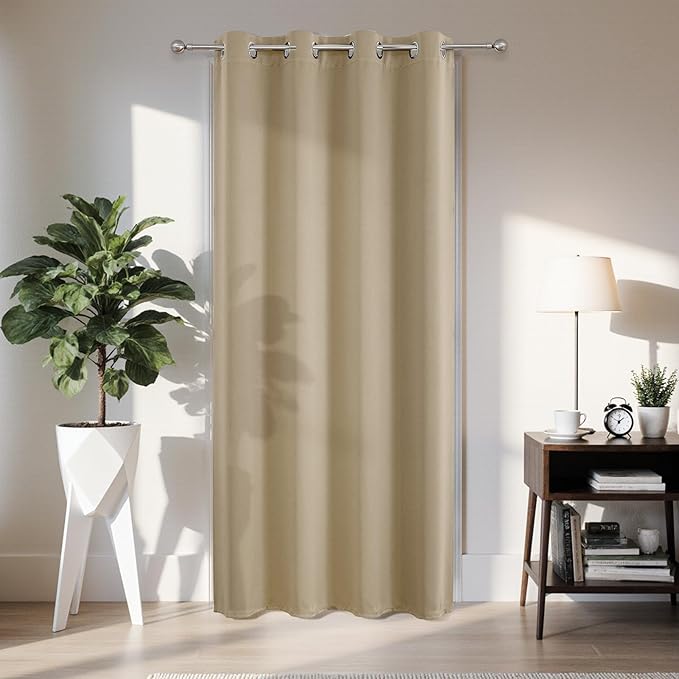 Joydeco Blackout Door Curtain for Doorway Privacy 72 Inches Long, Grommet by JOYDECO