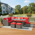 Tangkula 7 Pieces Patio Furniture Set, Outdoor Sectional Rattan Sofa Set by TANGKULA