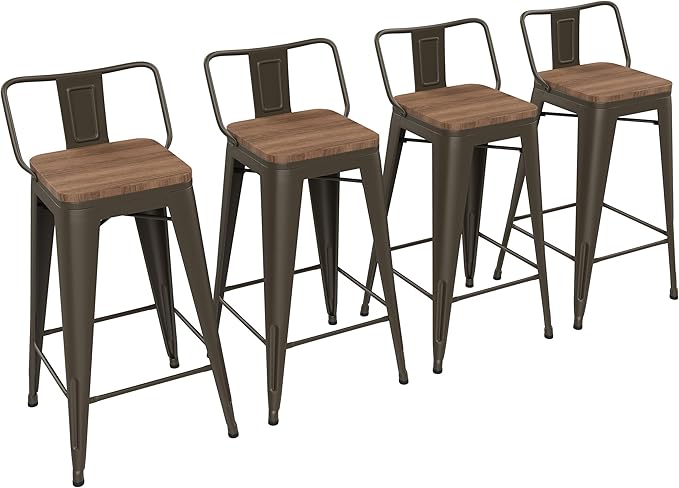 Yongchuang 24 inch Bar Stools Set of 4 Metal Counter Height Bar Stools by YongchuangInternational