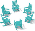 SERWALL HDPE Outdoor Rocking Chair Set of 6, Patio Rocking Chairs by SERWALL