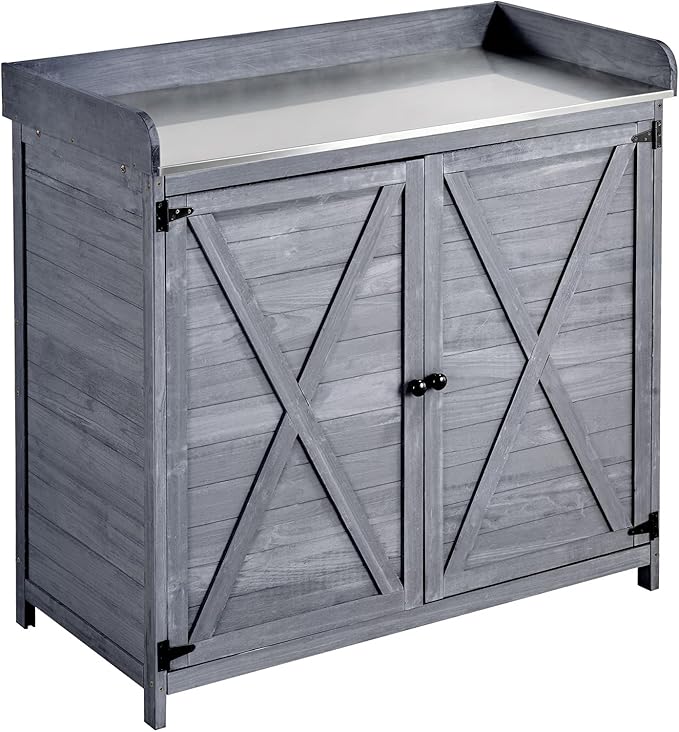 VEVOR Potting Bench Table, Outdoor Gardening Wooden Storage Cabinet - Image 9