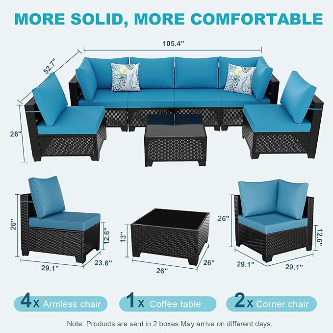 Outdoor Wicker Patio Furniture Set, Rattan Sectional Sofa Set - Image 2
