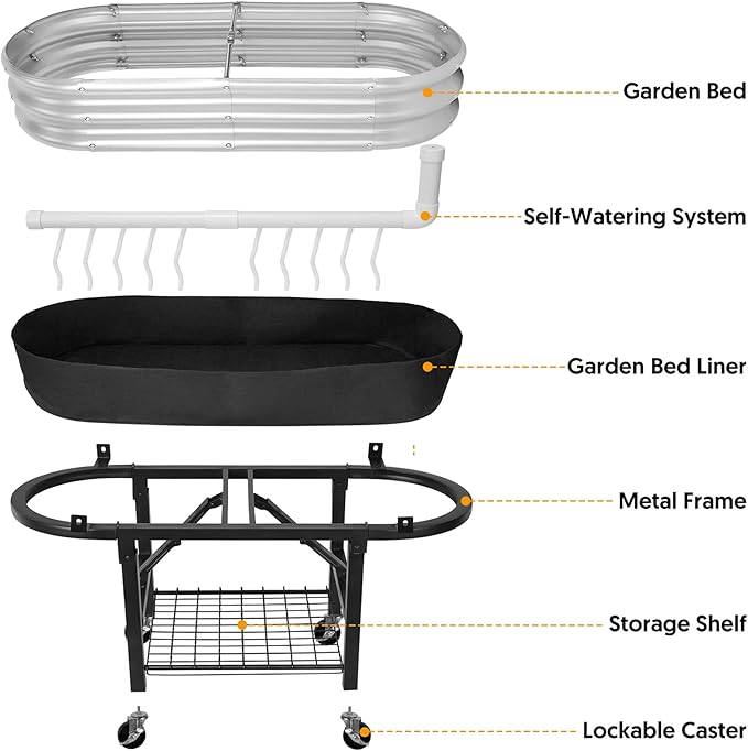 Raised Garden Bed with Legs and Heavy Duty Wheels, Self-Watering Planter Box - Image 6