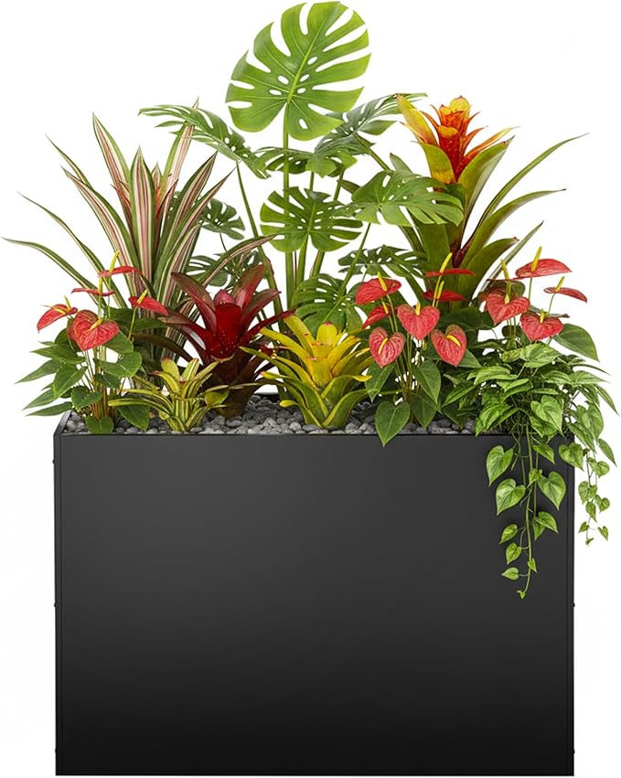Metal Rectangular Planter Box, Large Planter Boxes Outdoor, 3 Tier Adjustable by Montex