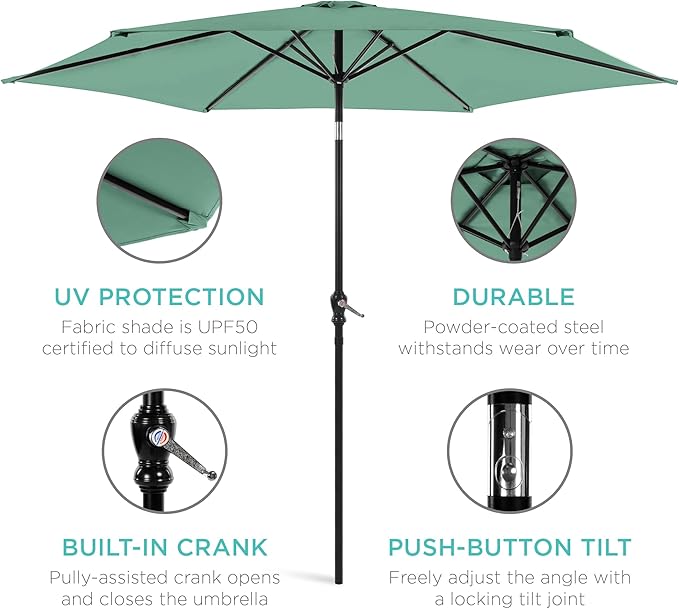 Best Choice Products 10ft Outdoor Table Compatible Steel Polyester Market Patio - Image 5