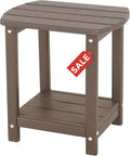 Adirondack Square Outdoor Side Table, 2-Tier Storage Patio Side Table, HDPE End by GARDENSTAR