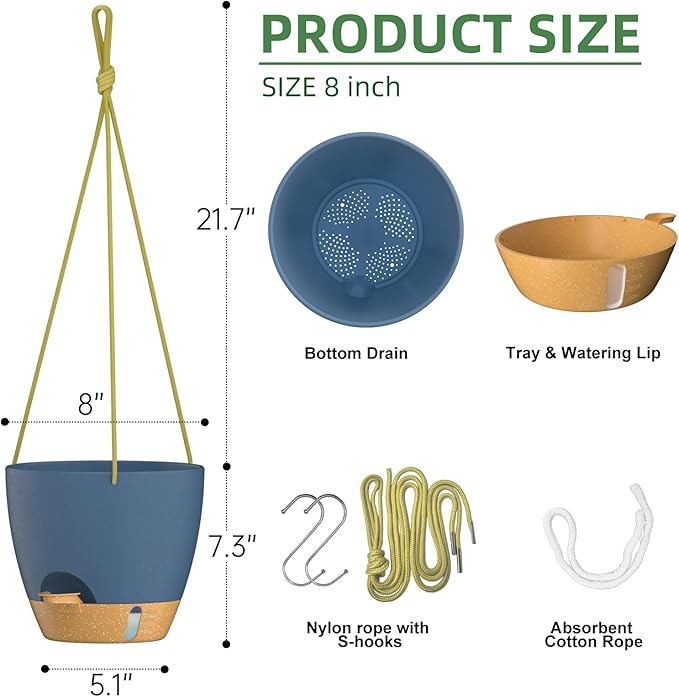 ZMTECH Hanging Planter 8 Inch, 2 Pack Hanging Baskets - Image 2