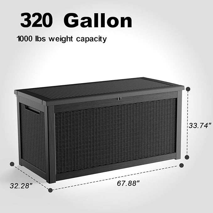 320 Gallon Outdoor Deck Box, Lockable Waterproof Outdoor Storage Boxes - Image 2