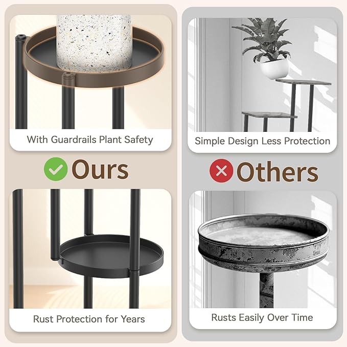 LASZOLA Black 4 Tier Plant Stand Indoor Heavy Duty Metal Planter Flower Holder - Image 5