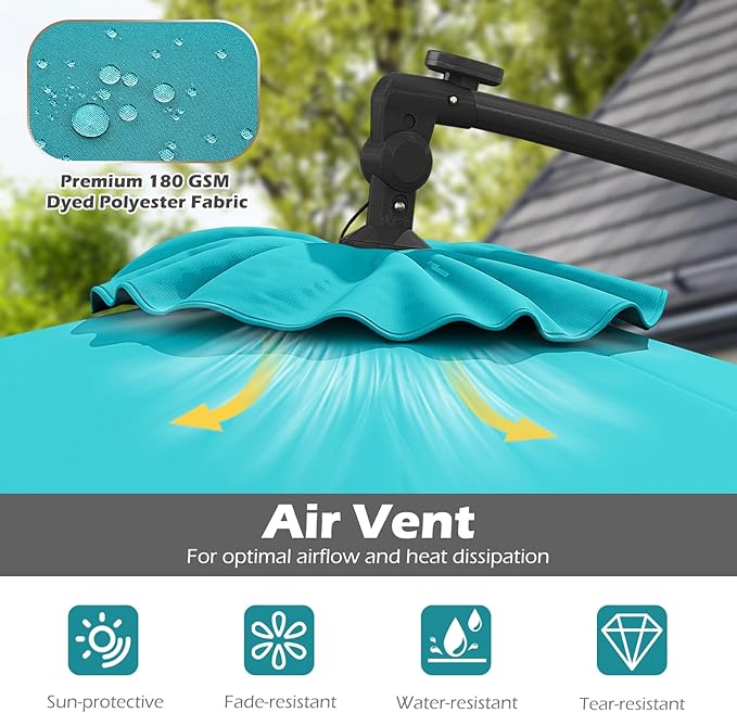 Tangkula 10ft Solar LED Patio Umbrella - Image 8