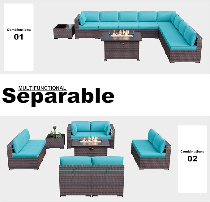 Kullavik 10 Pieces Outdoor Patio Furniture Set - Image 6