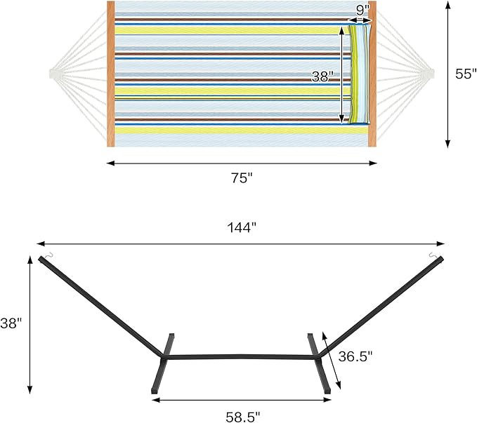 Two Person Hammock with Stand for Outside Heavy Duty, Outdoor Patio Hammock - Image 4