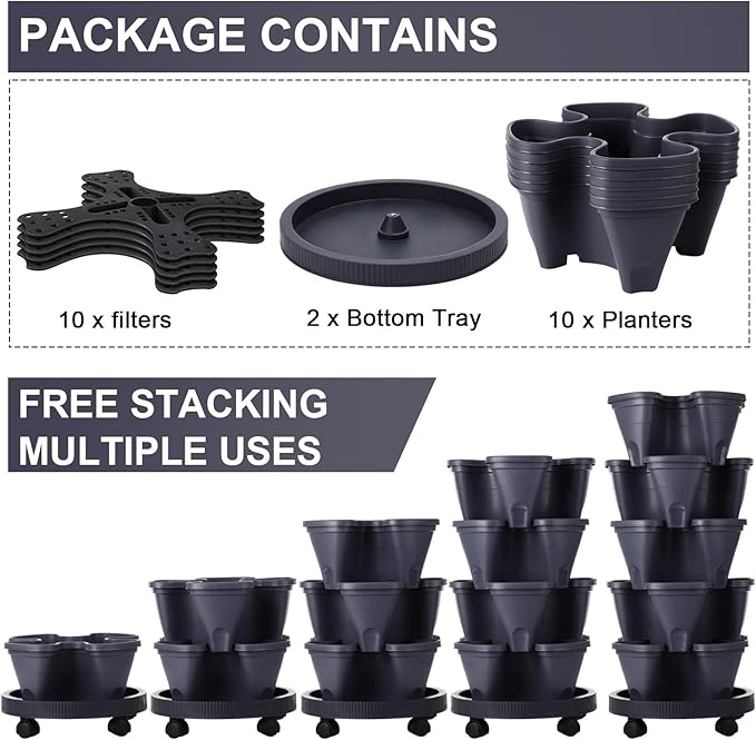 Umigy 2 Set 5 Tier Stackable Planters Vertical Garden Planters - Image 3