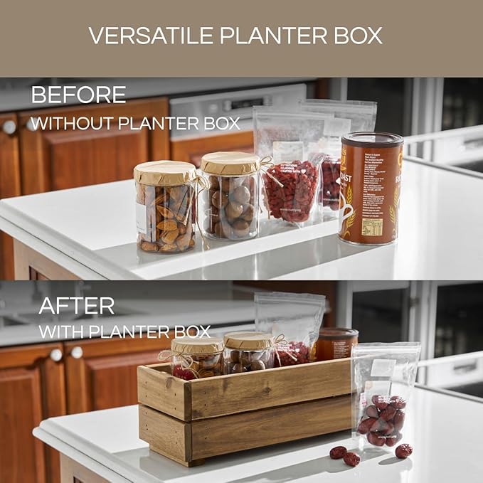 Wooden Planter Box, Storage Box 17”L x6”W x5.5”H - Image 5