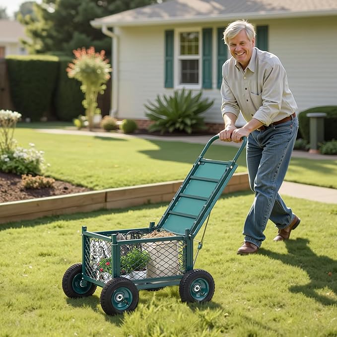 VEVOR Rolling Garden Cart with Seat, Metal Rolling Garden Work Seat with Wheels - Image 8