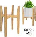 OERGKE Adjustable Plant Stand Indoor, Bamboo Mid Century Modern Plants Stands by OERGKE