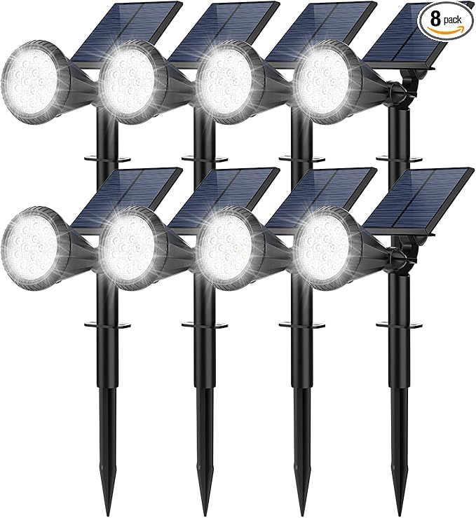 Solar Spot Lights Outdoor, 8 Pack Outdoor Solar Lights by FratinkSolarLights