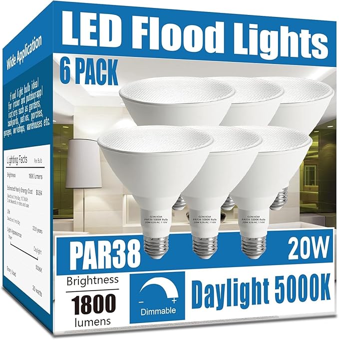 Par38 led Flood Lights Outdoor Light Bulb, Dimmable 1800LM, 20W Replace up to by Gonhom