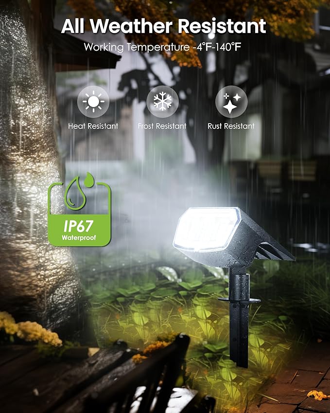Solar Spot Lights Outdoor IP67 Waterproof 6 Pack, 63 LED 3 Modes Solar - Image 7