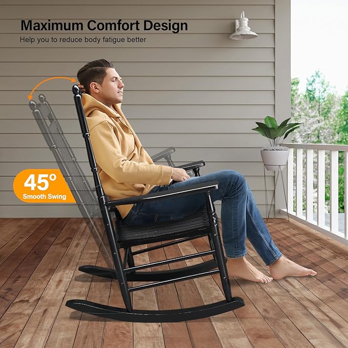 VINGLI Wooden Rocking Chair, Outdoor Chair - Image 4