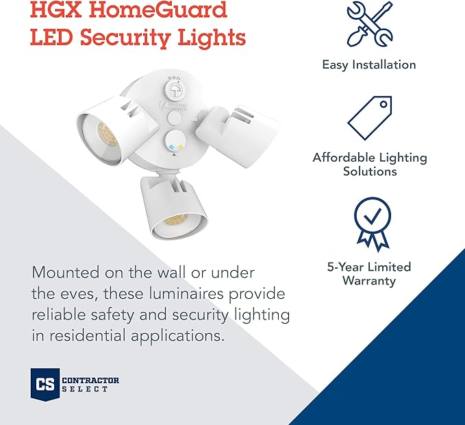 Lithonia Lighting HomeGuard 3-Light LED Outdoor Flood Lights, Outdoor LED Lights - Image 2