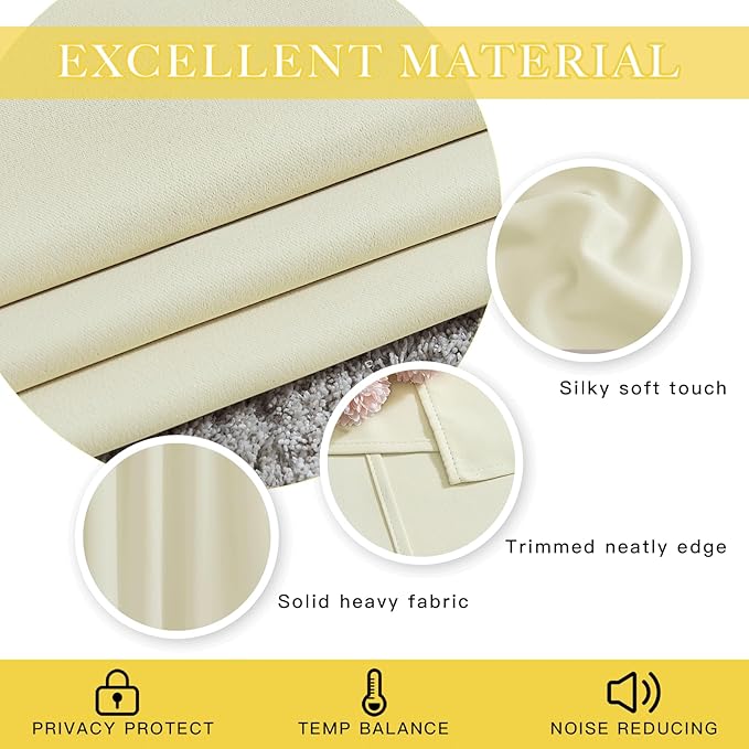 NICETOWN Room Darkening Beige Curtain 80 inch Length, Grommet Thermal Insulated - Image 5