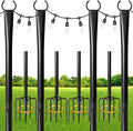 4 Pack String Light Poles for Outdoor, Metal Light Hanging Pole Outside by Unknown