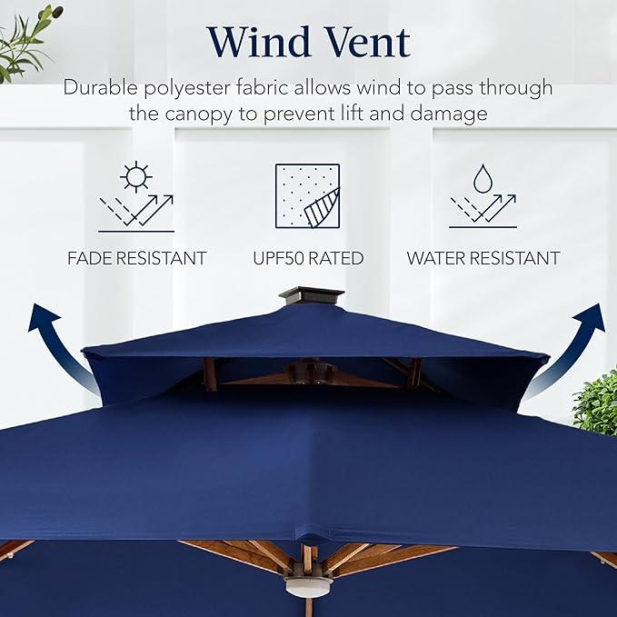 Best Choice Products 10ft Square Cantilever Patio Umbrella w/Base Included - Image 7