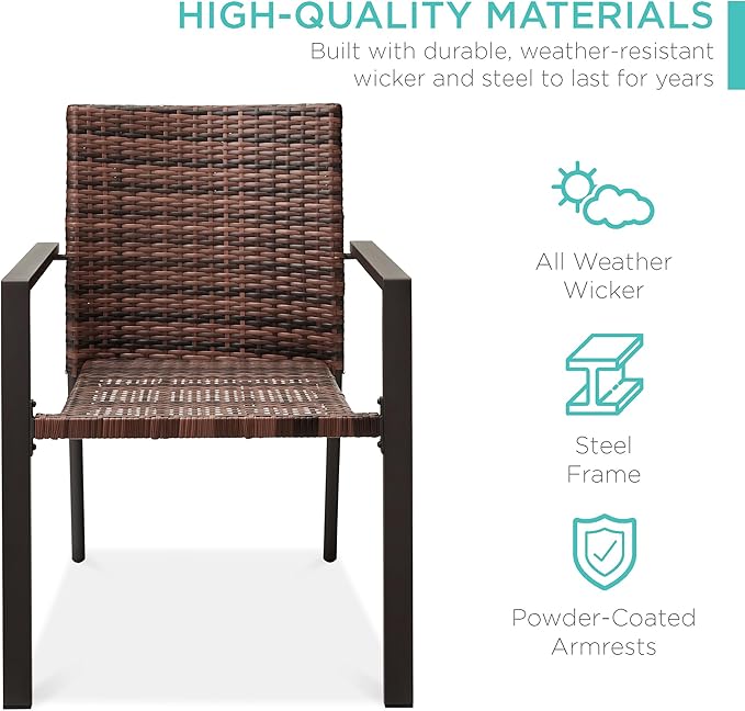 Best Choice Products Set of 2 Stackable Outdoor Wicker Dining Chairs - Image 3