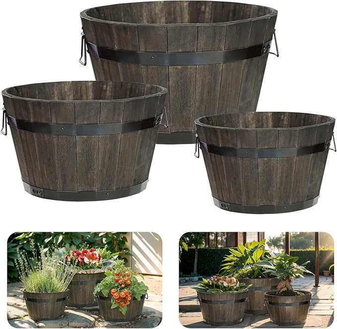 Idzo Set of 3 Wooden Flower Planters - Image 2